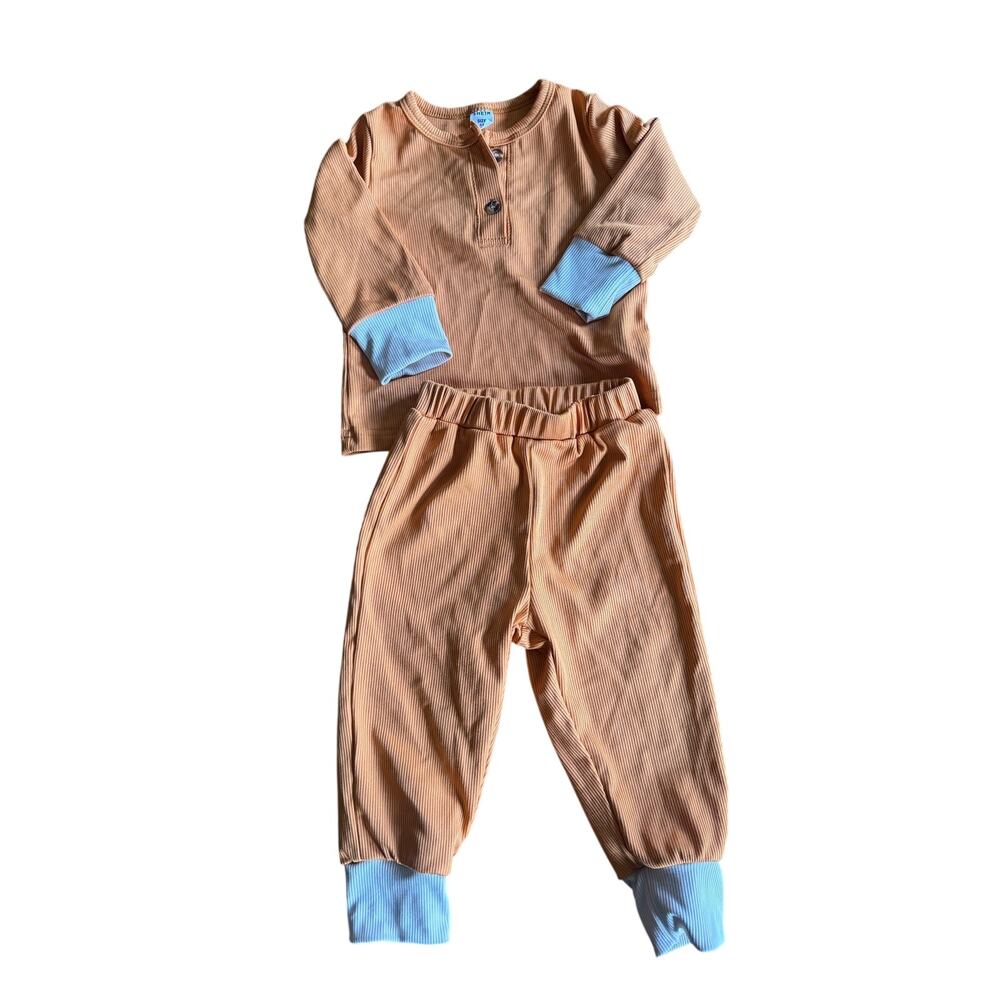 SHEIN Kids Orange Ribbed Lounge Set Size 9-12M Two Piece